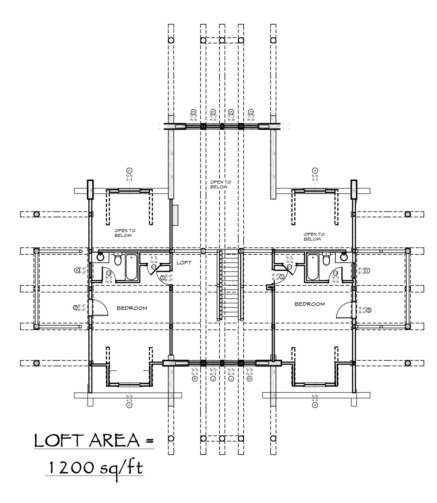 custom designed log home grand hacienda plan view